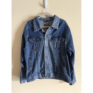 LEE Denim Jean Jacket Men's Trucker Rugged Size‎ M Vintage Upside Down Logo Rare